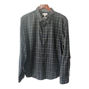 Calvin Klein Plaid Button Down Black Blue & White Men XL